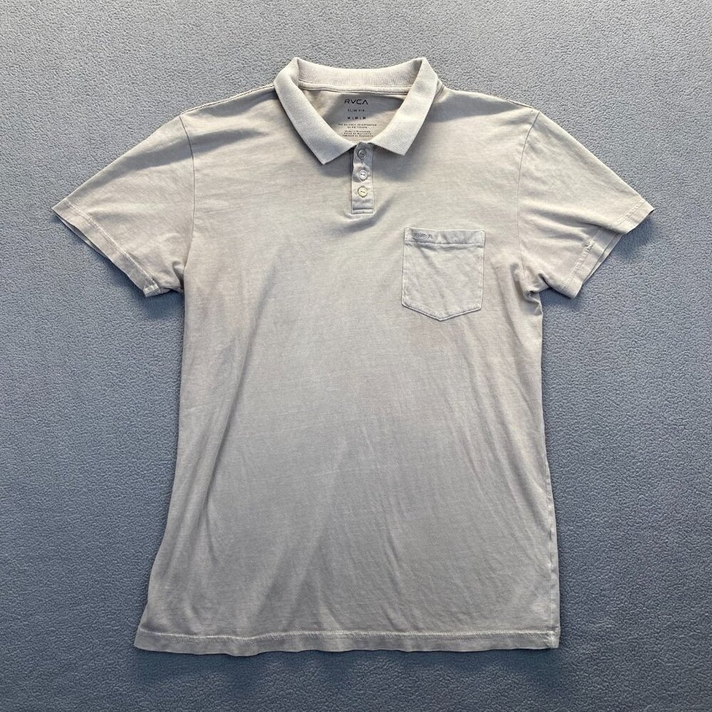 RVCA Mens Size M‎ Short Sleeve Polo Shirt,Cotton,Slim Fit